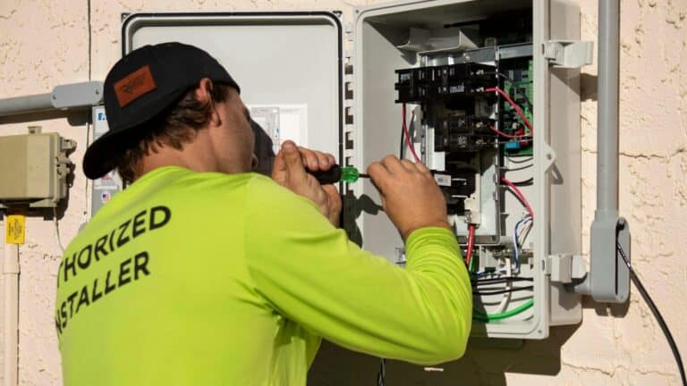 Elektricien werkt met een schroevendraaier aan een groepenkast